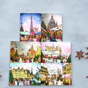 Marchés de Noël et villes hivernales – Lot de 6 cartes postales festives. (Luka Basic Edition Vienne)