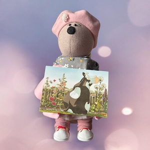 Lieselotte est assise dans le parterre de fleurs - (Alexander Steffensmeier, cartes postales d'art TAUREAU)