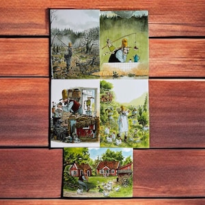 Prepararsi per un'avventura indimenticabile, set di 5 cartoline o cartoline singole (Sven Nordqvist, Hjelm Förlag AB)