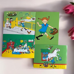 Las aventuras de Pippi y sus amigos nº 1, juego de 4 postales o postales individuales (Ingrid Vang Nyman, Hjelm Förlag AB)
