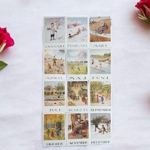 La storia dell'anno (cartoline mensili): cartoline singole o set di 12 cartoline (Elsa Beskow, Hjelm Förlag AB)