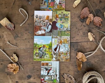 Pettersson en Findus – grappige alledaagse momenten, set van 6 ansichtkaarten of individuele ansichtkaarten (Sven Nordqvist, Hjelm Förlag AB)