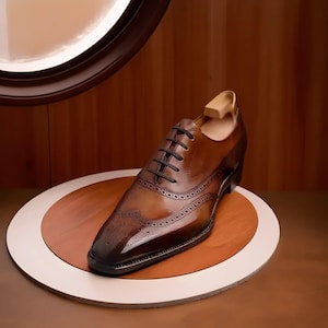 Sapatos oxford de couro marrom original feito à mão masculino, sapatos scarpe italianos, sapatos com sola de couro, sapatos formais para festa de casamento no escritório