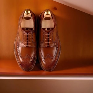 Handmade leather lace up oxford brogue shoes Italian Scarpe shoes leather sole shoes, office wedding party classic dress shoes for men/women