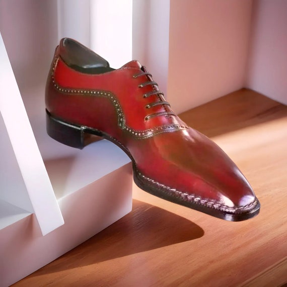Classic Red Leather Men\'s Shoes Handmade Men main image 4