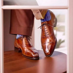 Herren handgefertigte braune Leder Oxford Brogue Schuhe, Ledersohlen Schuhe, formelle Hochzeit, Bürokleidschuhe, Lederschuhe anpassen