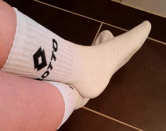 Socken, getragen, weiß