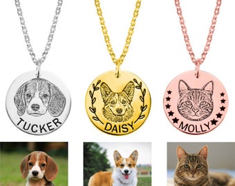 Personalized Pet Portrait Necklace - Custom Pet Photo Jewelry, Memorial Gift for Pet Lovers, Unique Present