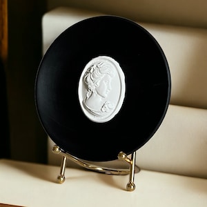 Decorative Plate With Intaglio, Ancient Art Beige Decor Plate, Intaglio Art Plaster