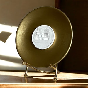 Decorative Plate With Intaglio, Rome Colosseum Roma Flavian Amphitheater Ancient Art Beige Decor Plate, Intaglio Art Plaster