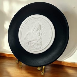 Decorative Plate With Intaglio, Ancient Art Beige Decor Plate, Intaglio Art Plaster