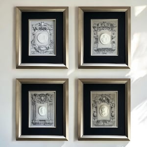 Conjunto de parede de galeria de arte em talhe-doce, decoração de arte antiga, arte em talhe-doce