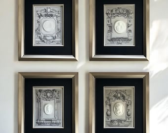 Intaglio art gallery wall set , Ancient art decor, Intaglio art