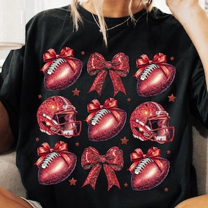 Coquette Football PNG, Kansas City Football PNG Glitter Football, Game Day, Football Girly, Football Season, Red Team Football and Bow
