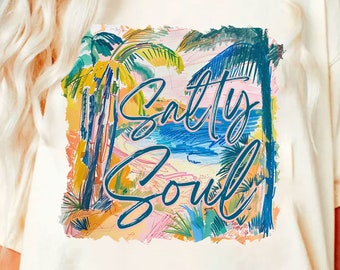Trendy Salty Soul Beach Png, Summer Vibes (Digital Download)