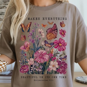 He Makes Everything Beautiful Christian PNG, Christian Art, Worship, Bible Verse File, Botanical Art Download, Christian Chinoiseries PNG