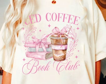 Coquette Book Club PNG: Iced Coffee & Pink Bow Design (Digital Download)