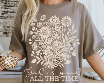 Christian Floral T-Shirt Design: God Is Good PNG SVG (Digital Download)