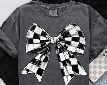 Checkered Bow PNG, Coquette Clipart Design (Digital Download)