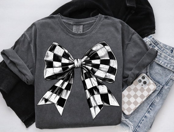 Checkered Bow PNG, Coquette Clipart Design (Digital Download)