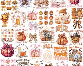Retro Fall PNG Bundle, Autumn Thanksgiving Clipart (Digital Download)