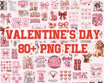 Paquete de PNG de San Valentín de más de 80 artículos más vendidos, Paquete de PNG de San Valentín, PNG de San Valentín cristiano, Pincelada de San Valentín, Subtítulo de San Valentín con lazo coqueto