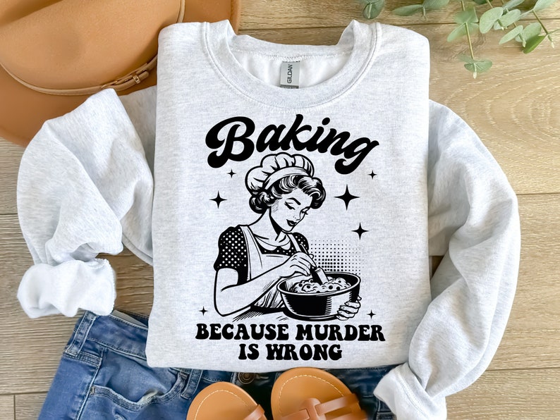 Baking Because Murder Is Wrong Women Love Baking Wall Art - Poster su tela, stampa a olio per soggiorno, decorazione per la casa, 30 x 45 cm