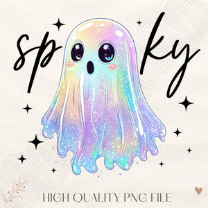 Retro Disco Iridescent Ghost Sublimation PNG Cute Disco Ghost PNG Retro Cute Ghost PNG Glitter Ghost Adorable Ghost Png Spooky Vibes Png
