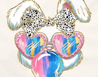 Glitter Easter Bunny Coquette PNG Happy Easter png PNG Coquette Bunny PNG Bow Easter Glitter Brushstroke Girls Kids Easter Sublimation