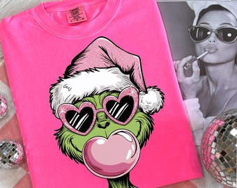 Grinch Weihnachten PNG: Sonnenbrille, Blowing Bubble (Digital Download)