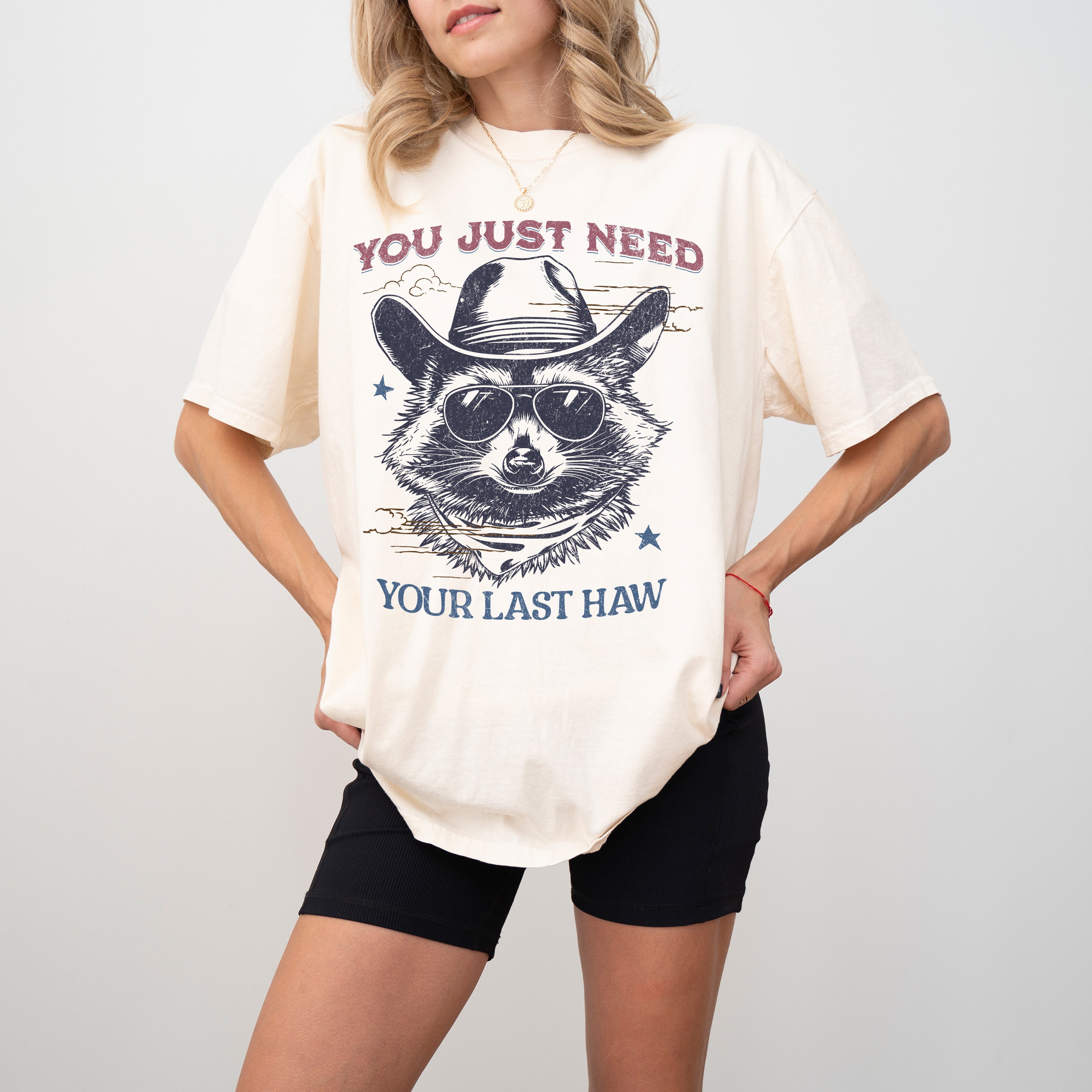 Western Raccoon PNG Retro Cowboy Design for Shirts Last Haw Funny Meme ...