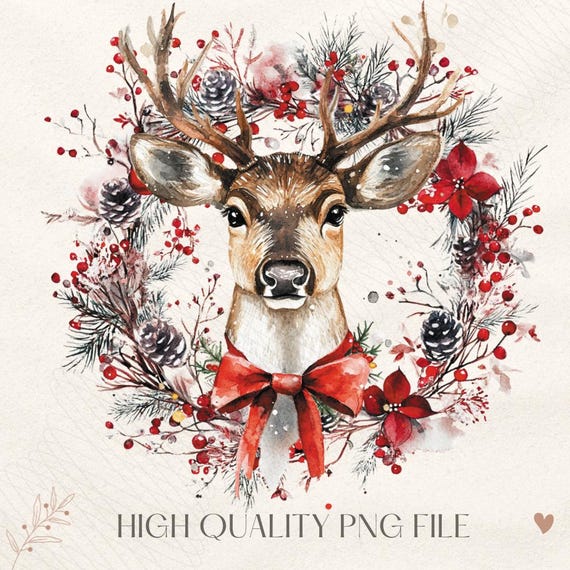 Coquette Christmas Reindeer PNG, Retro Holiday Design (Digital Download)