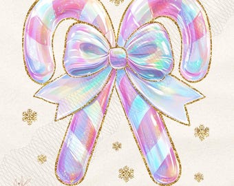 Iridescent Candy Cane PNG, Glitter Christmas Clipart (Digital Download)