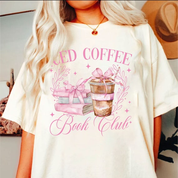 Coquette Book Club PNG: Iced Coffee & Pink Bow Design (Digital Download)
