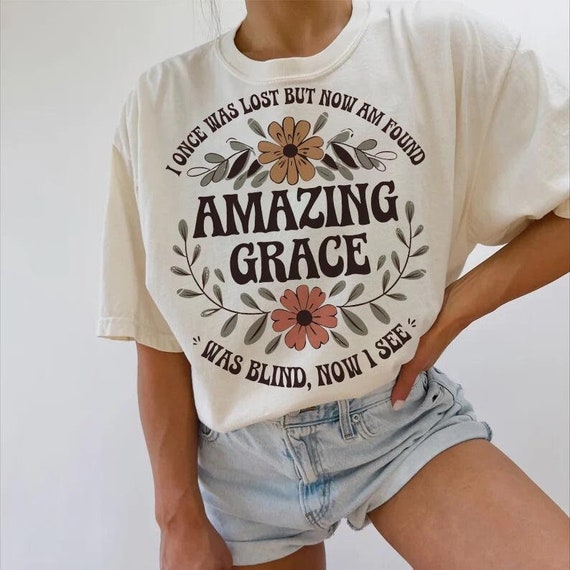Amazing Grace PNG Christian PNG Sublimation Design Jesus PNG Faith Shirt Clipart Christian Easter Hymn Floral Art Wild Flowers Minimalist