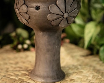Oaxaca&#39;s Polished Clay Flores Sahumerio Cup or Copalera