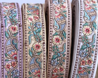 Geborduurde rand <TA3> Borduurlint, Indiase sari-rand, stoffen rand, zijden kant, borduursel, bloem, paisley