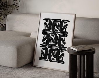 Minimalist Black Figures Art Print – Abstract Line Drawing – Modern Printable Wall Art – Abstract Figures Digital Download | 498