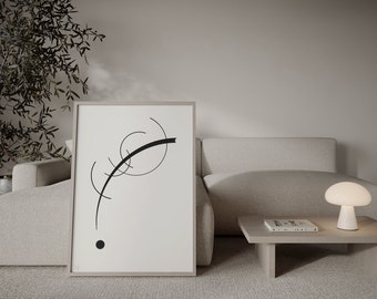 Minimalist Line Art Print – Black and White Abstract Drawing – Printable Wall Art – Scandinavian – Digital Download | 408