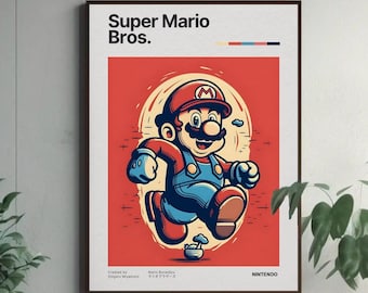 スーパーマリオブラザーズ 1 2 3 任天堂 NES ポスター - サイズ A4