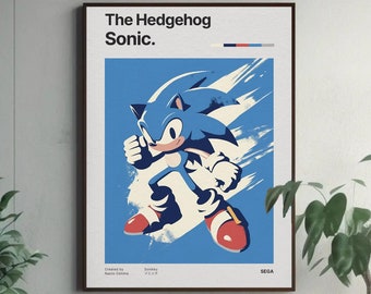 Sonic poster retrogaming: Vintage Wall art, Retro gaming Digital download