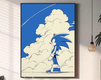 Sonic Retro Poster: Vintage Video Game Wall Art for Bedroom or Gaming Room