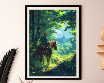 Link from zelda poster, gaming decor, BOTW, Legend of zelda, Link poster, Printable Wall Art, Bedroom art, gaming Home Decor, digital print