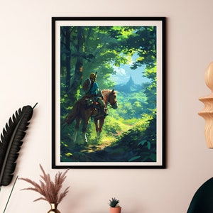 Cartel de zelda lágrimas del reino, BOTW, Leyenda de zelda, cartel de Link, arte de pared imprimible, arte del dormitorio, decoración del hogar de juegos, impresión digital