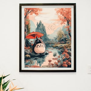 My Neighbor Totoro poster, Totoro japanese tapestry, Printable Wall Art, Studio Ghibli Wall Art, Japanese Home Decor, digital print
