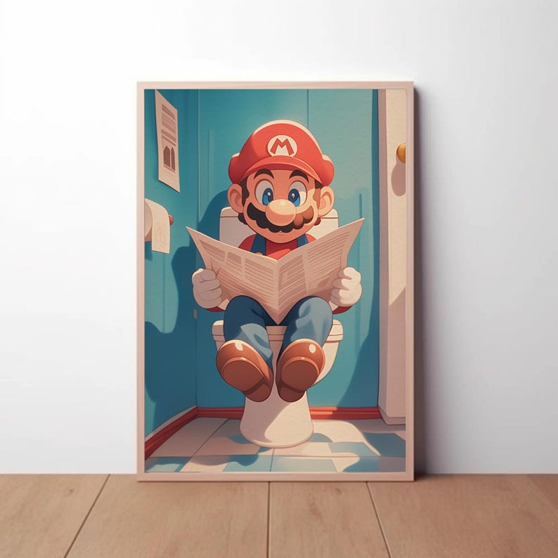 Super Mario Toilet Poster: Video Game Poster, Bahroom Printable Wall ...