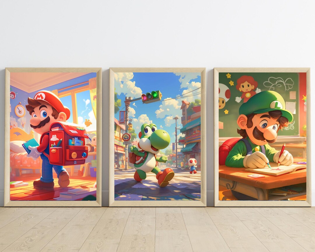 Video Game Poster, Back to School Posters for Kids Room, Mario School ...