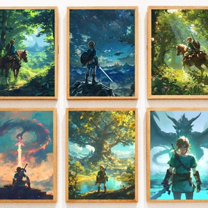 Link da zelda lacrime del regno, BOTW, Leggenda di zelda, Poster anime Dragon zelda, Arte da parete stampabile, Arte della camera da letto, Decorazioni per la casa da gioco