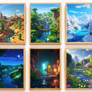 Minecraft-Poster, Minecraft-Wandkunst, Minecraft-Landschaft, Mine-Game-Pixel-Craft, digitale Kunst, Gaming-Poster, Wandkunst, Videospiel-Poster