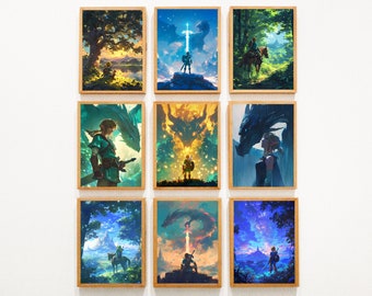 Link from Zelda printable: Tears of the Kingdom Poster, Epic Gaming Wall Art